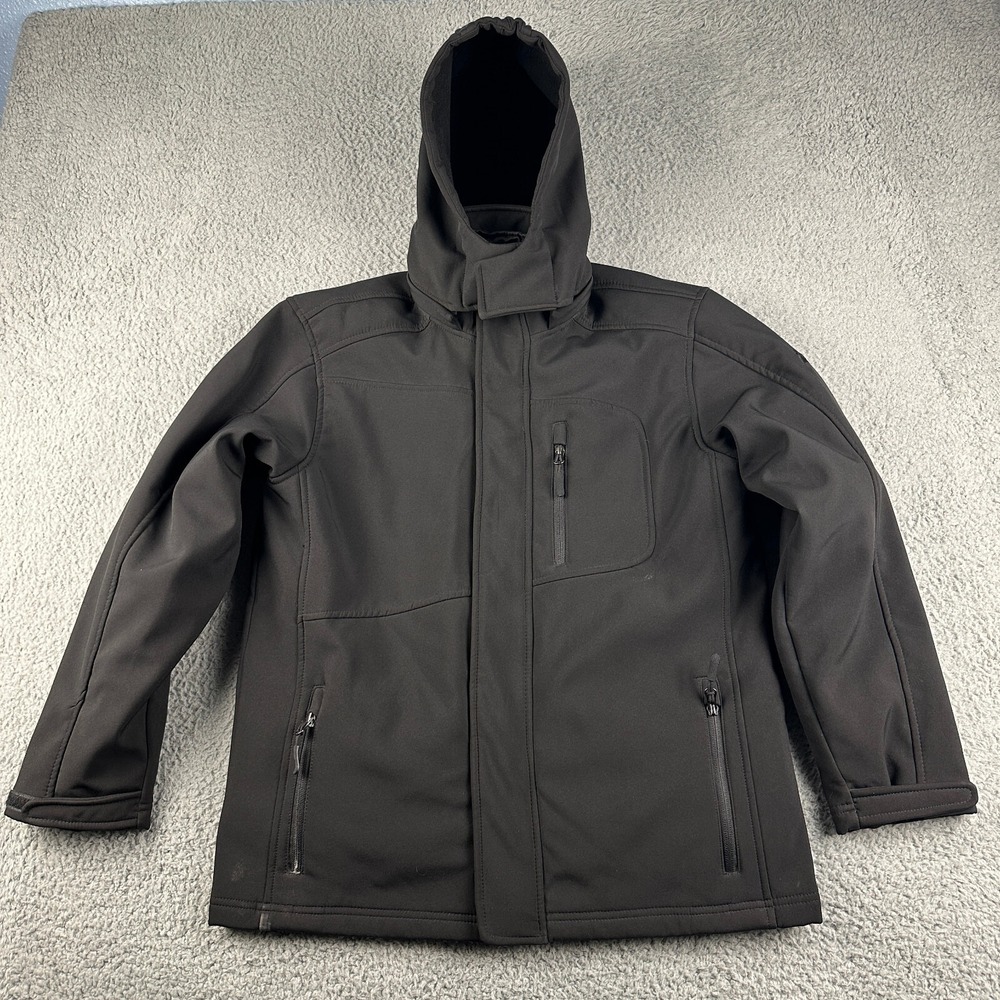 Snozu Performance Jacket Boys Large 14/16 Black Hooded Softshell Full Zip